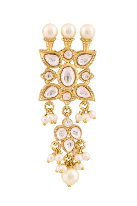 Moh-Maya By Disha Khatri_Gold Plated Pearls Drop Choker Set _Online_at_Aza_Fashions