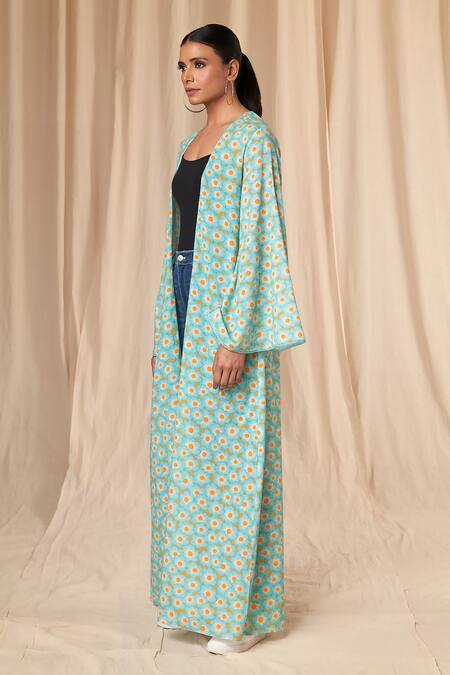Buy_Masaba_Yellow Cotton Mul Sunshine Daisies Print Shrug_Online_at_Aza_Fashions