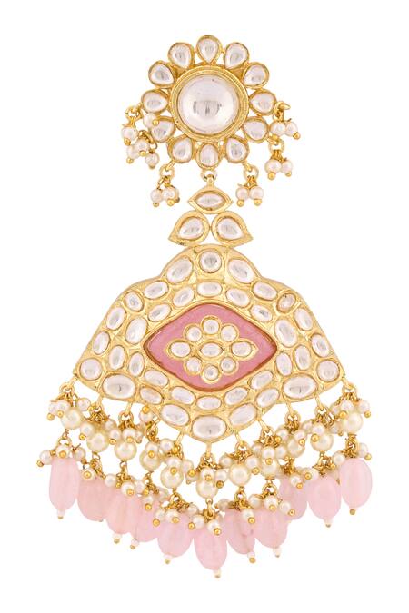 Buy_Moh-Maya By Disha Khatri_Gold Plated Stones, Beads, Zari Drop Dangler Earrings _Online_at_Aza_Fashions