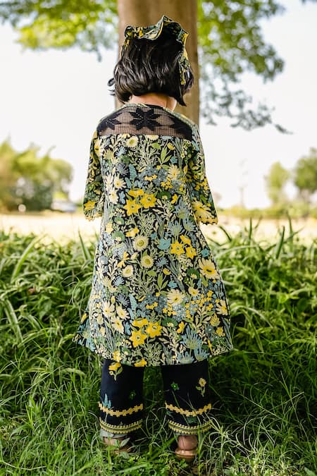 Shop_Baise Gaba_Multi Color Cotton Pixie Floral Print Kurta And Pant Set _at_Aza_Fashions