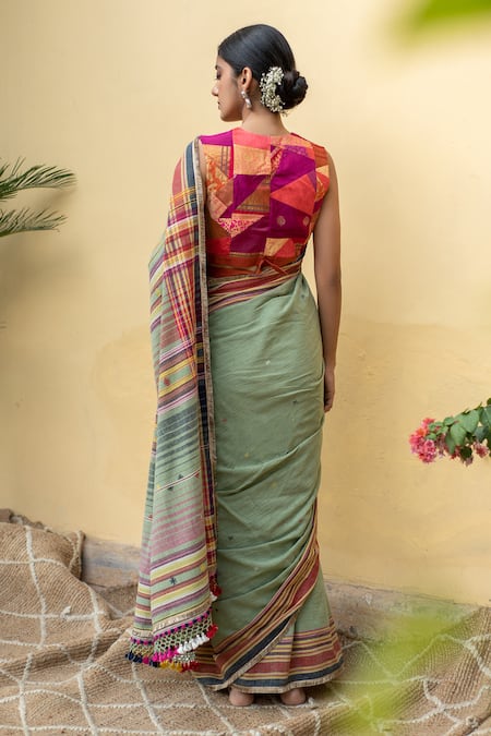 Priyanka Raajiv Aava Organic Cotton Saree With Arnit Running Blouse 
