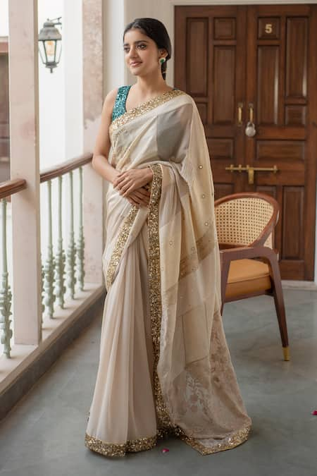 Priyanka Raajiv Ausra Border Embroidered Saree 