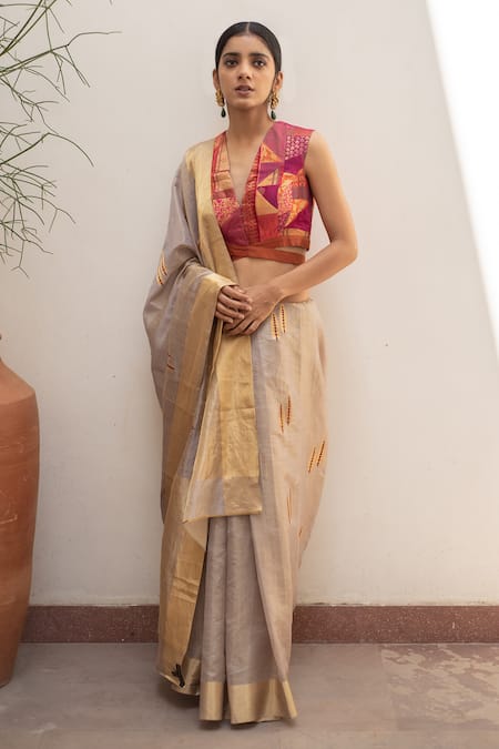 Priyanka Raajiv Kuu Silk Chanderi Saree With Running Blouse 