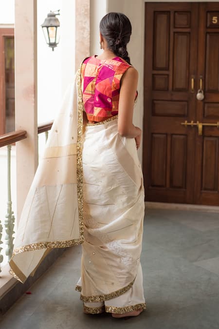 Priyanka Raajiv Paarsa Patch Work Saree With Running Blouse 