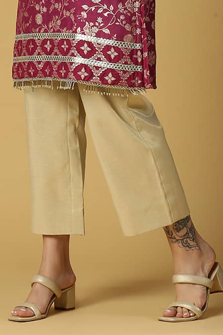 Monk & Mei By Sonia Anand Purple Silk, Brocade, Cotton Tassels Kavya Woven Pakistani Kurta And Pant Set Online at Aza Fashions Monk & Mei By Sonia Anand_Purple Silk, Brocade, Cotton Tassels Kavya Woven Pakistani Kurta And Pant Set _Online_at_Aza_Fashions