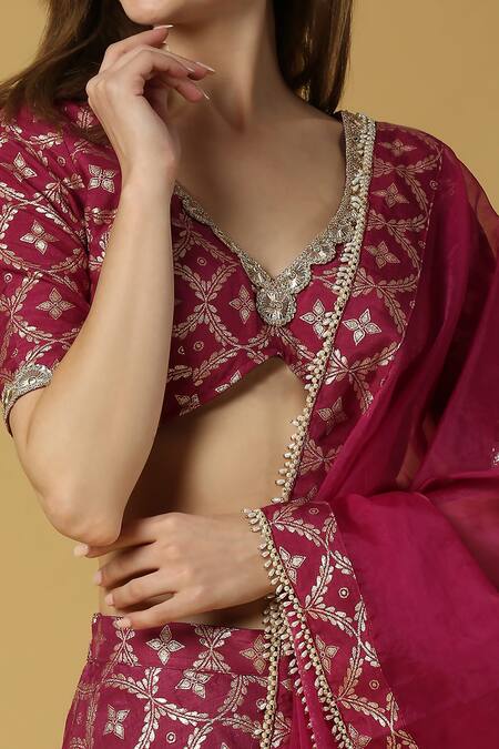 Monk & Mei By Sonia Anand_Purple Brocade Embroidery, Sequins, Sevati Woven Sharara Saree With Blouse _Online_at_Aza_Fashions