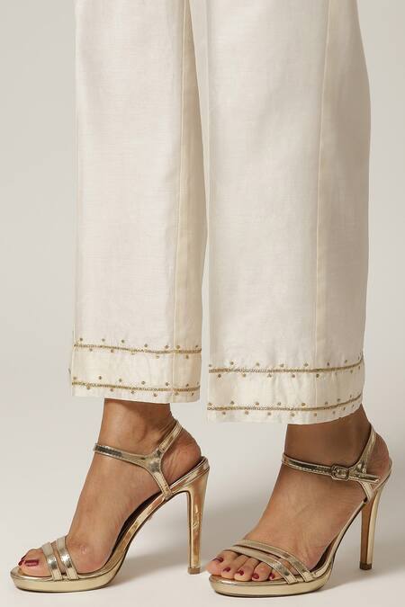 Anantaa By Roohi_Off White , , Placement Dabka Kurta With Pant _at_Aza_Fashions