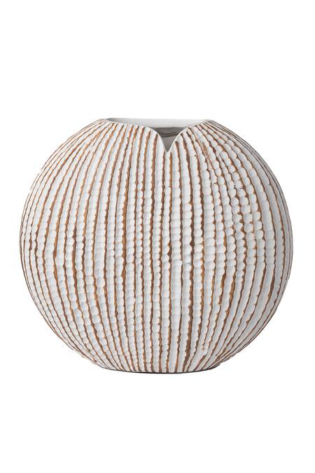 H2h_White Polyresin Linear Baleen Vase_at_Aza_Fashions