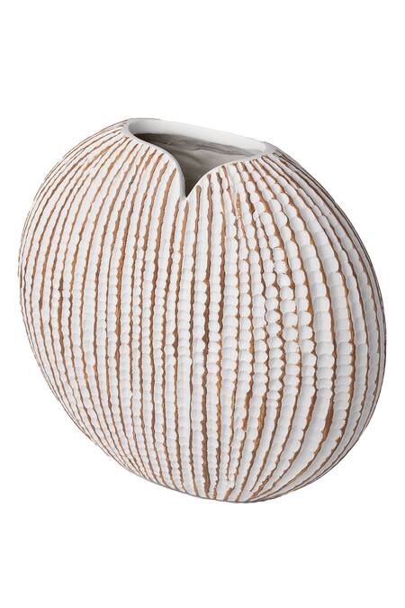 Buy_H2h_White Polyresin Linear Baleen Vase