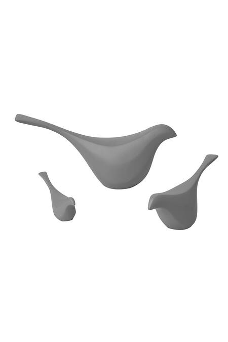 Shop H2h Grey Fibre, Polyresin Finch Bird Sculpture Table Decor - 3 Pcs at Aza Fashions Shop_H2h_Grey Fibre, Polyresin Finch Bird Sculpture Table Decor - 3 Pcs_at_Aza_Fashions