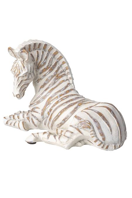 H2h White Polyresin Safari Zebra Table Decor Online at Aza Fashions H2h_White Polyresin Safari Zebra Table Decor_Online_at_Aza_Fashions