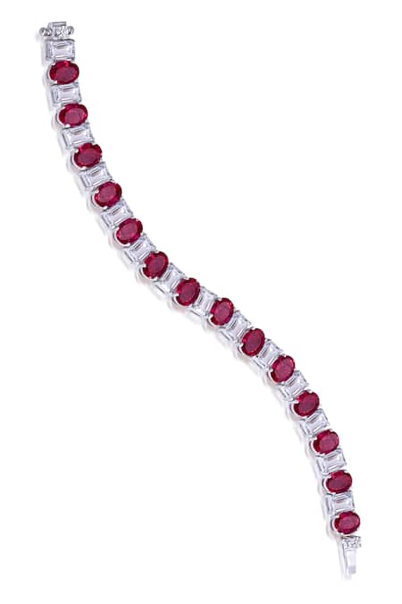 Diosa Paris Jewellery Red Embellished Swarovski Zirconia Tennis Bracelet 
