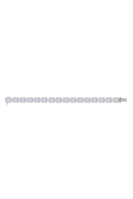 Shop DIOSA PARIS JEWELLERY White Crystals Octagon Swarovski Embellished Tennis Bracelet at Aza Fashions Shop_DIOSA PARIS JEWELLERY_White Crystals Octagon Swarovski Embellished Tennis Bracelet _at_Aza_Fashions
