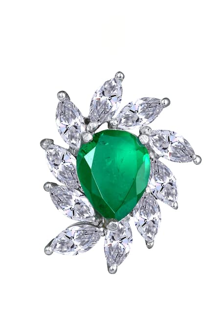 Shop DIOSA PARIS JEWELLERY Green Stones, Crystals Emerald Embellished Studs at Aza Fashions Shop_DIOSA PARIS JEWELLERY_Green Stones, Crystals Emerald Embellished Studs _at_Aza_Fashions