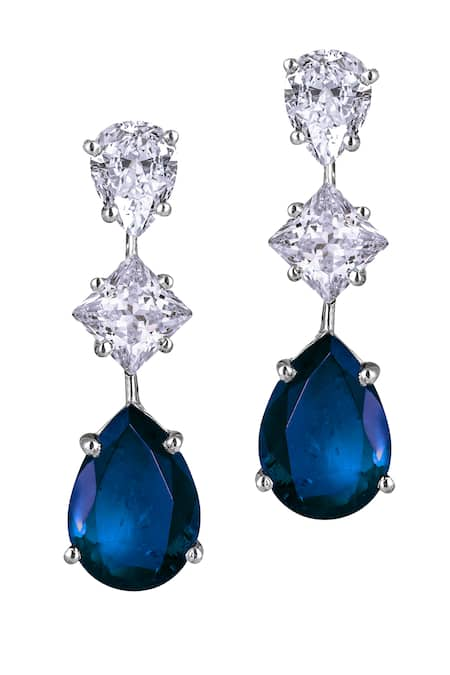 DIOSA PARIS JEWELLERY Blue Embellished Sapphire Earrings 