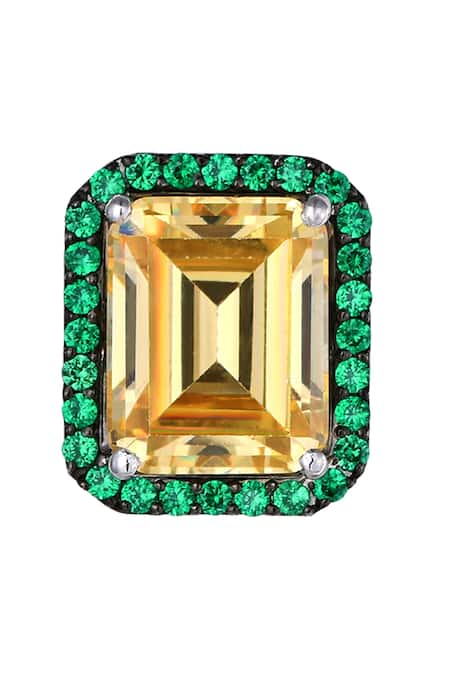 Shop DIOSA PARIS JEWELLERY Yellow Crystals, Stones Octagon Geometric Embellished Studs at Aza Fashions Shop_DIOSA PARIS JEWELLERY_Yellow Crystals, Stones Octagon Geometric Embellished Studs _at_Aza_Fashions