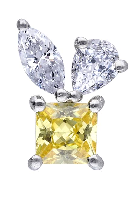 Shop DIOSA PARIS JEWELLERY Yellow Crystals Geometric Pattern Swarovski Zirconia Embellished Studs at Aza Fashions Shop_DIOSA PARIS JEWELLERY_Yellow Crystals Geometric Pattern Swarovski Zirconia Embellished Studs _at_Aza_Fashions