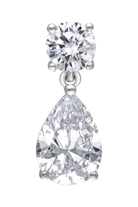 Shop DIOSA PARIS JEWELLERY White Crystals Geometric Pear Pattern Embellished Earrings at Aza Fashions Shop_DIOSA PARIS JEWELLERY_White Crystals Geometric Pear Pattern Embellished Earrings _at_Aza_Fashions