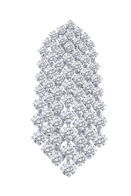 Shop DIOSA PARIS JEWELLERY White Crystals Geometric Pattern Embellished Earrings at Aza Fashions Shop_DIOSA PARIS JEWELLERY_White Crystals Geometric Pattern Embellished Earrings _at_Aza_Fashions