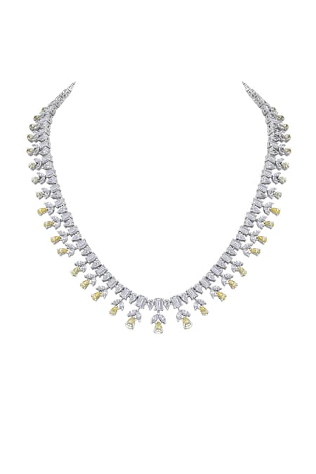 DIOSA PARIS JEWELLERY White Zirconia Embellished Necklace