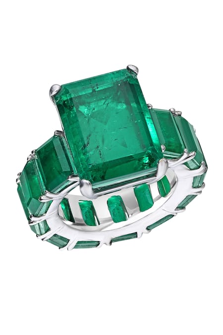 Natural Round Emerald Gemstone Sterling Silver Ring, Panna Ring - Shraddha  Shree Gems