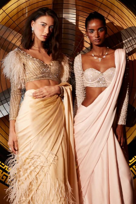 Buy Garima Karwariya Designs Pink Satin Beads Sweetheart Neck Saree And Stone Embroidered Blouse Set Online at Aza Fashions Buy_Garima Karwariya Designs_Pink Satin Beads Sweetheart Neck Saree And Stone Embroidered Blouse Set _Online_at_Aza_Fashions