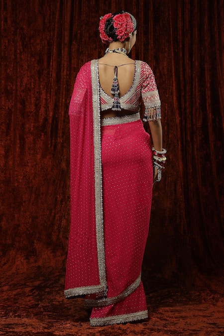 Shikhar Sharma Border Embroidered Saree With Blouse 