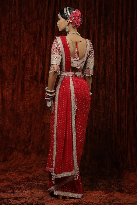 Shikhar Sharma Embroidered Saree With Silk Chanderi Blouse 