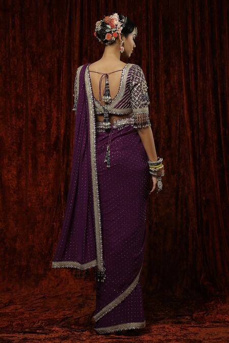 Shikhar Sharma Badla Embroidered Saree With Silk Chanderi Blouse 