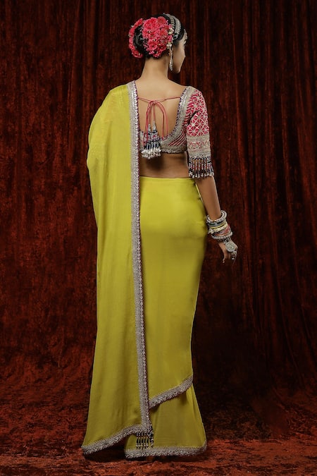 Shikhar Sharma Saree With Silk Chanderi Blouse 