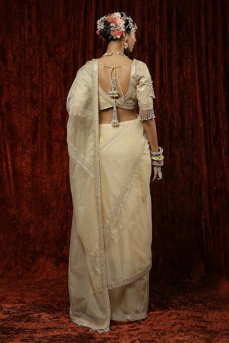 Shikhar Sharma Gota Leheriya Saree With Silk Chanderi Blouse 