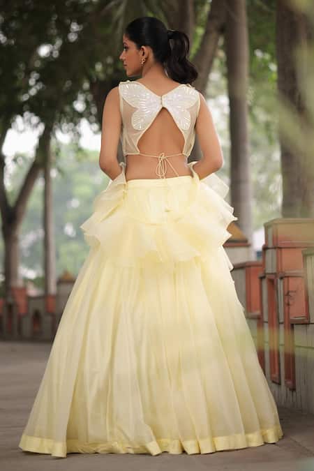 House Of Tushaom Yellow Embroidered Lehenga Set 