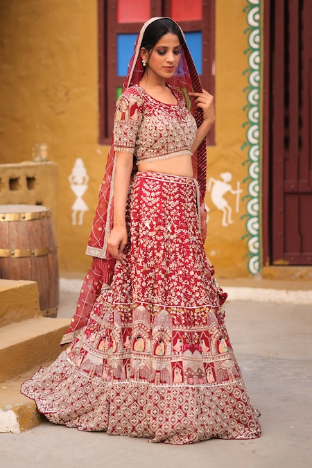 Pastel grey lehenga set by House of Tushaom