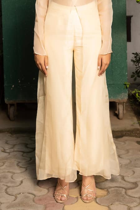 Buy Harshita Jain Ivory Organza, Cotton, Silk Sequins, Embroidery Shawl Collar Jacket Pant Set Online at Aza Fashions Buy_Harshita Jain_Ivory Organza, Cotton, Silk Sequins, Embroidery Shawl Collar Jacket Pant Set _Online_at_Aza_Fashions