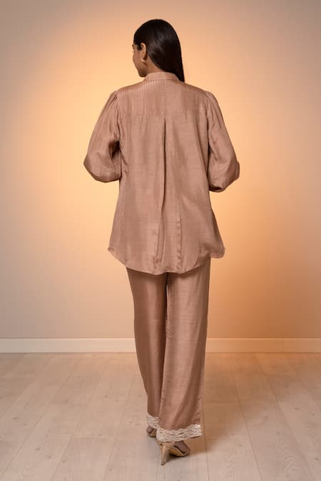 Shop Harshita Jain Cream Cotton, Silk Sequins, Embroidery Shawl Neck Floral Shirt And Pant Set at Aza Fashions Shop_Harshita Jain_Cream Cotton, Silk Sequins, Embroidery Shawl Neck Floral Shirt And Pant Set _at_Aza_Fashions