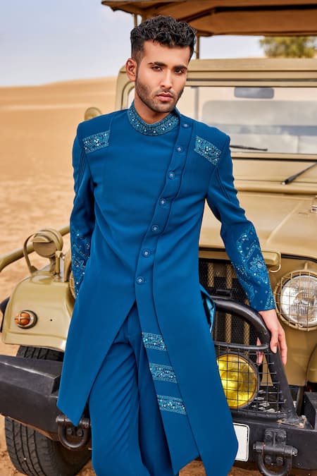 Sarab Khanijou Sequin Embroidered Bandhgala & Pant Set 