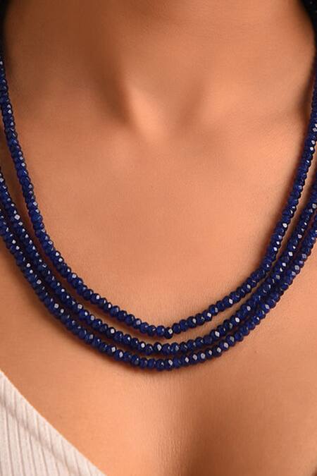Buy_Kastiya Jewels_Blue Semi Precious Stone Layered Necklace_Online_at_Aza_Fashions