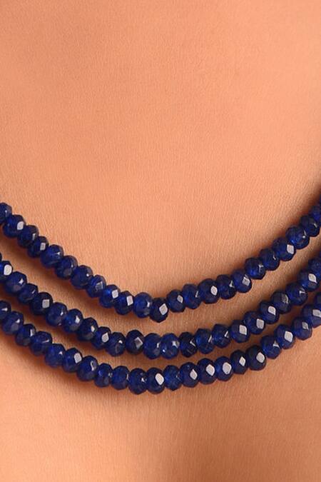 Shop_Kastiya Jewels_Blue Semi Precious Stone Layered Necklace_Online_at_Aza_Fashions