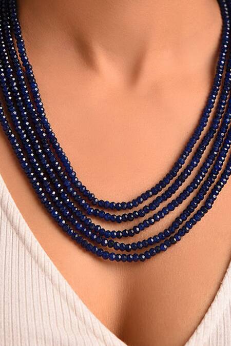 Kastiya Jewels_Blue Stone Layered Necklace_Online_at_Aza_Fashions