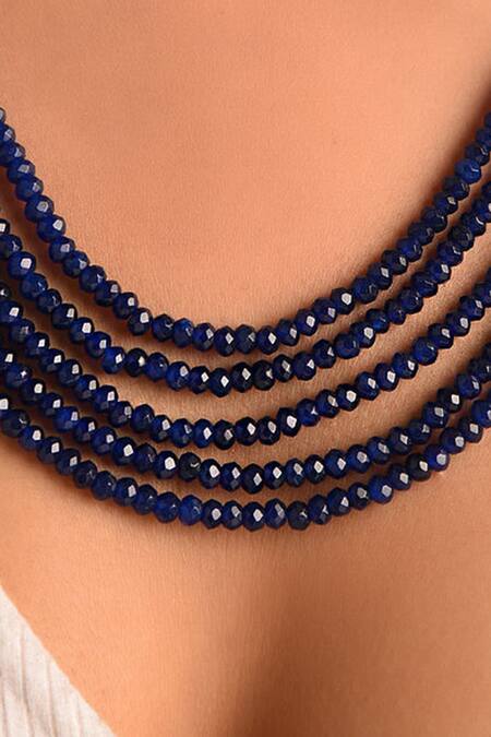 Buy_Kastiya Jewels_Blue Stone Layered Necklace_Online_at_Aza_Fashions