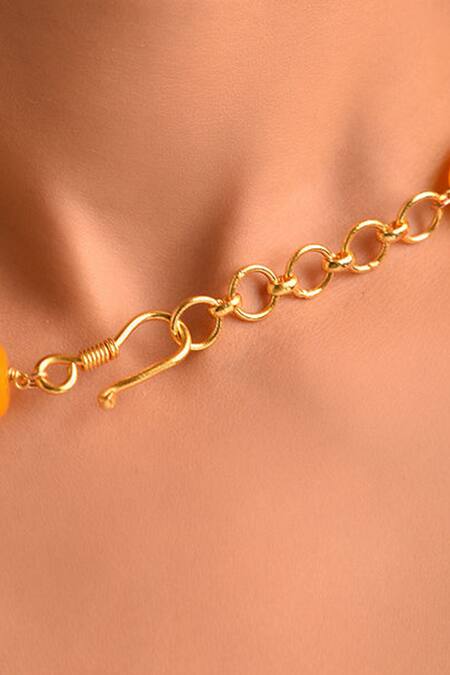 Shop_Kastiya Jewels_Yellow Stone Embellished Necklace_Online_at_Aza_Fashions