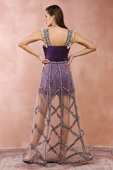 Payal Singhal Neckline Embroidered Dress With Skirt 