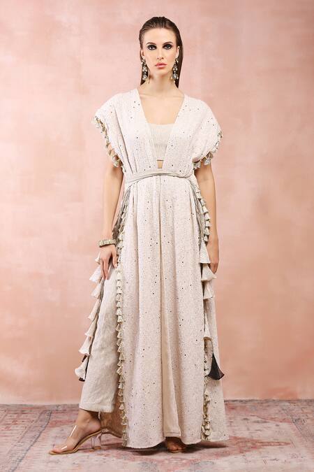 Buy Payal Singhal Cream Georgette Embroidery Open Jacket Pant Set Online at Aza Fashions Buy_Payal Singhal_Cream Georgette Embroidery Open Jacket Pant Set _Online_at_Aza_Fashions