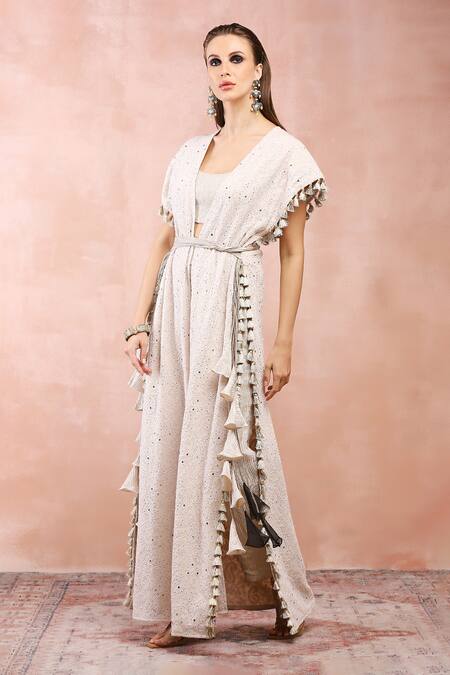 Shop Payal Singhal Cream Georgette Embroidery Open Jacket Pant Set Online at Aza Fashions Shop_Payal Singhal_Cream Georgette Embroidery Open Jacket Pant Set _Online_at_Aza_Fashions