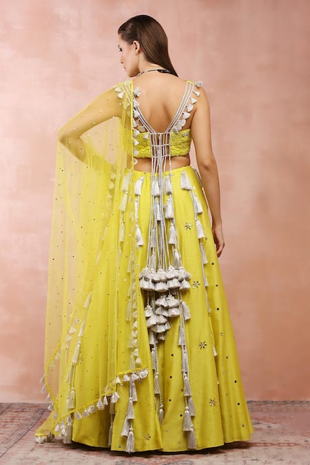 Payal Singhal Yellow Georgette, Muslin Beads, Sequins, Embroidery, Mukaish Lehenga Set Online at Aza Fashions Payal Singhal_Yellow Georgette, Muslin Beads, Sequins, Embroidery, Mukaish Lehenga Set _Online_at_Aza_Fashions