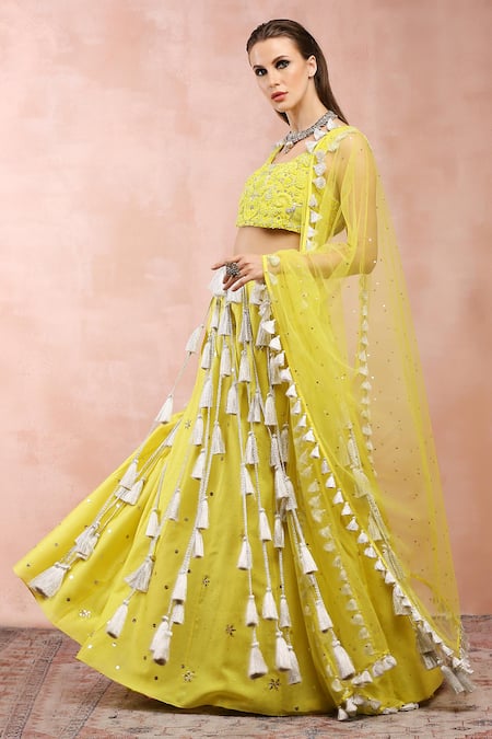 Buy Payal Singhal Yellow Georgette, Muslin Beads, Sequins, Embroidery, Mukaish Lehenga Set Online at Aza Fashions Buy_Payal Singhal_Yellow Georgette, Muslin Beads, Sequins, Embroidery, Mukaish Lehenga Set _Online_at_Aza_Fashions