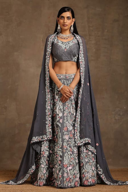 MINAKI Floral Embroidered Panelled Lehenga Set 