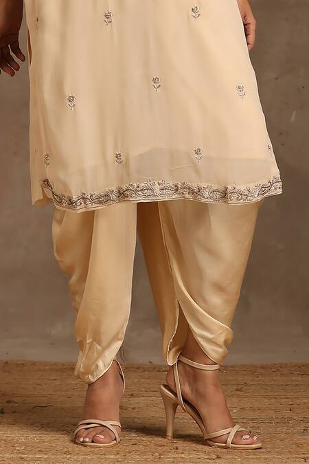 Buy Minaki Ivory Organza, Georgette, Satin Embellished Floral Kurta Dhoti Pant Set Online at Aza Fashions Buy_Minaki_Ivory Organza, Georgette, Satin Embellished Floral Kurta Dhoti Pant Set _Online_at_Aza_Fashions