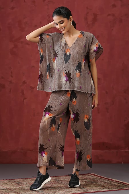 MINAKI Floral Print Top With Pant 