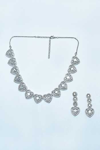Auraa Trends_White Imitation Diamonds American Embellished Necklace Set _Online_at_Aza_Fashions